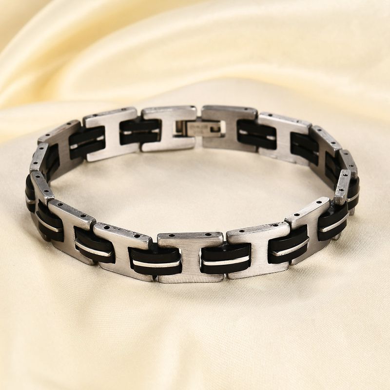 Women's Jewelry Fashion Stainless Steel Bracelet Punk Multi Layer Simple Versatile Silicone Bracelet_voghion.com