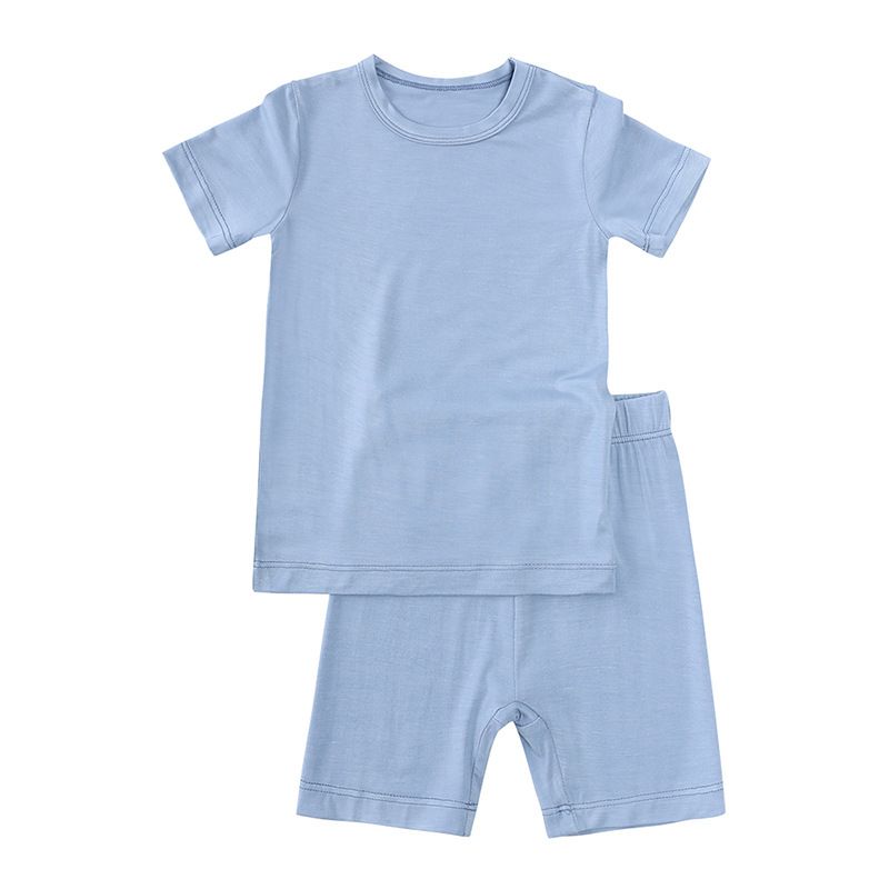 Kinderbekleidung Kinderkleidung Kinderanzug Sommer dünner Bambusfaser-Zweiteiler mit kurzärmeligen Shorts für kleine und mittelgroße Kinder_voghion.com