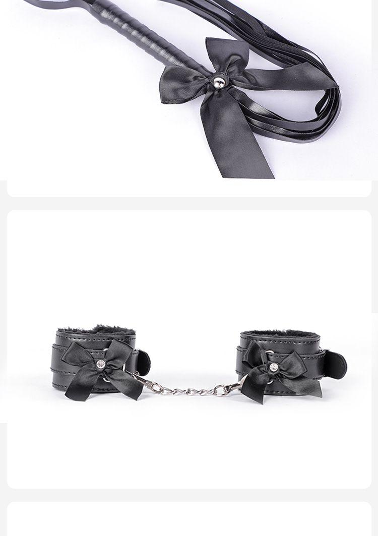 Juego de arcos divertidos para esclavos de perros, herramienta de tortura, látigo, collar, ataduras, esposas para manos y pies._voghion.com