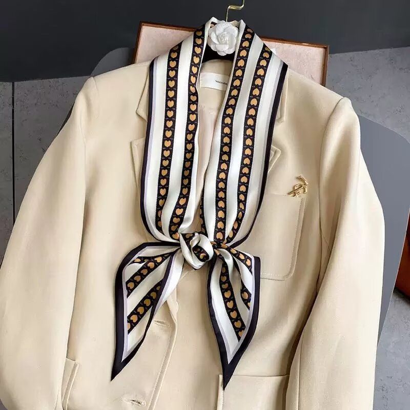 Double Layer Women's Headsc Spring Autumn Wide Ribbon Diagonal Elegant Long Silk Fashion Decorative Neck_voghion.com