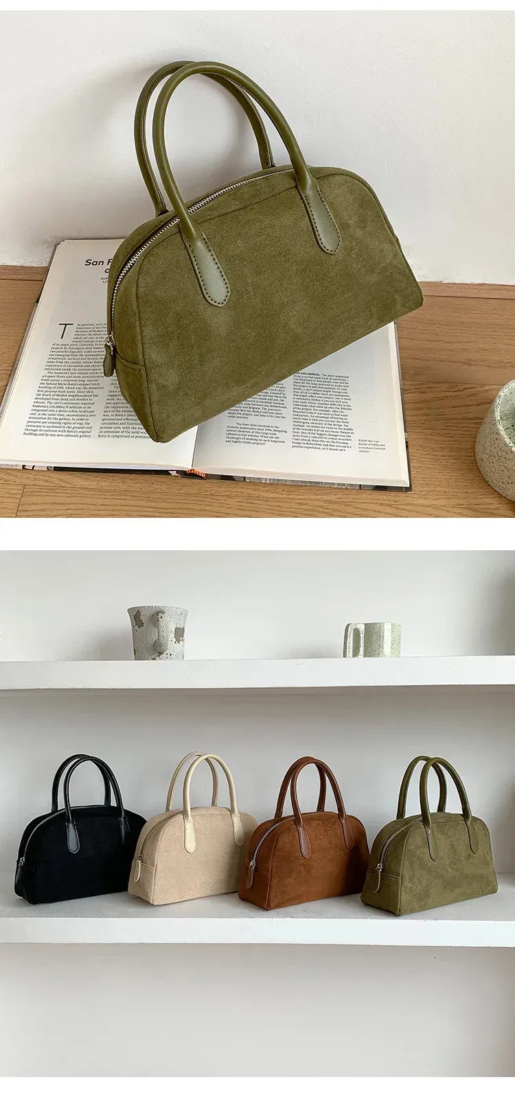 Korean Fashion Simple Office Lady Handbag Women 2025 All Match Autumn Pack Vintage Boston Bag Bolsa Mujer 250318_voghion.com