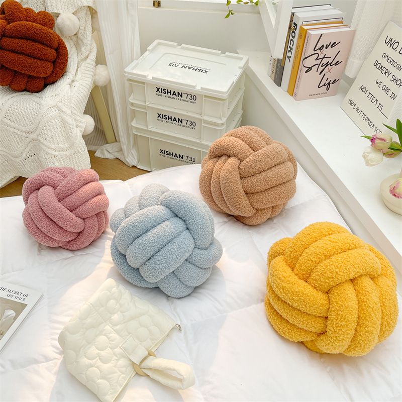 Cojín redondo de terciopelo de osito de peluche, hecho a mano, de seis colores opcional, para fotografía, cojín para sofá_voghion.com