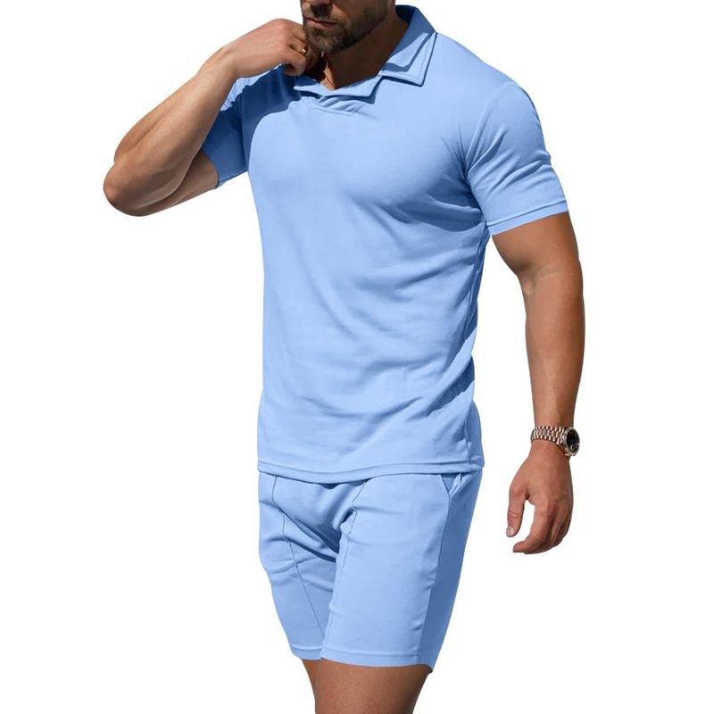 Completo da uomo con pantaloncini a maniche corte, slim fit, sportivo, ad asciugatura rapida, polo_voghion.com
