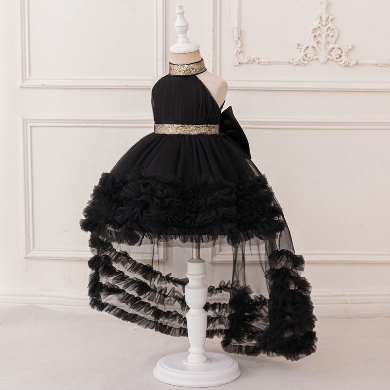 Boho prinsessenjurk (70-110 cm/6M-3J) | Bohemian halterjurk met vloeiende sleep voor verjaardagen en optredens_voghion.com