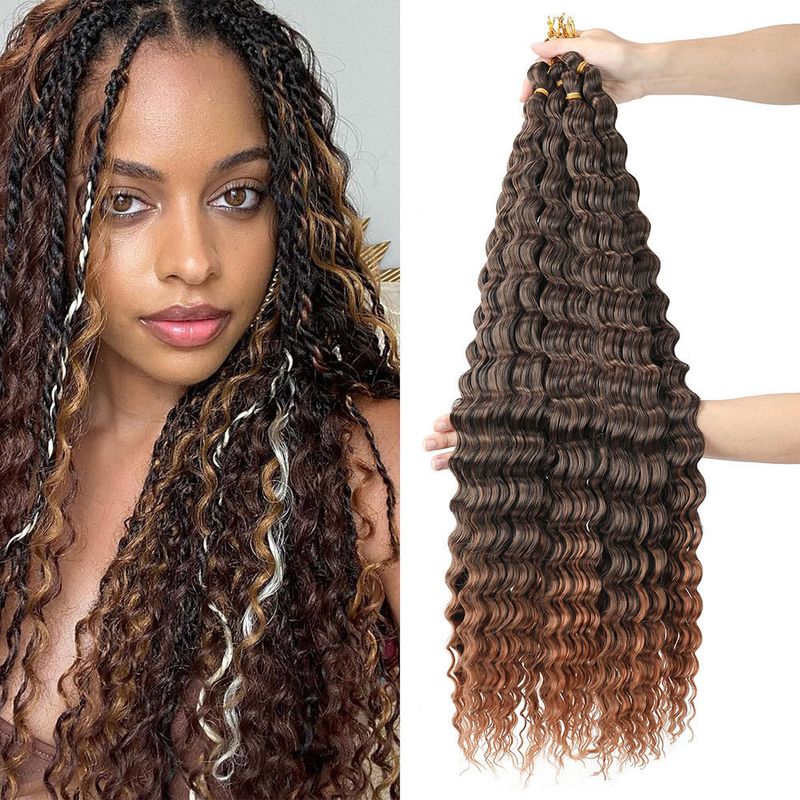 Deep Water Wave Crochet Hair Extensions – Europäischer und amerikanischer Stil, Kunstfaser, lockige Perücke_voghion.com