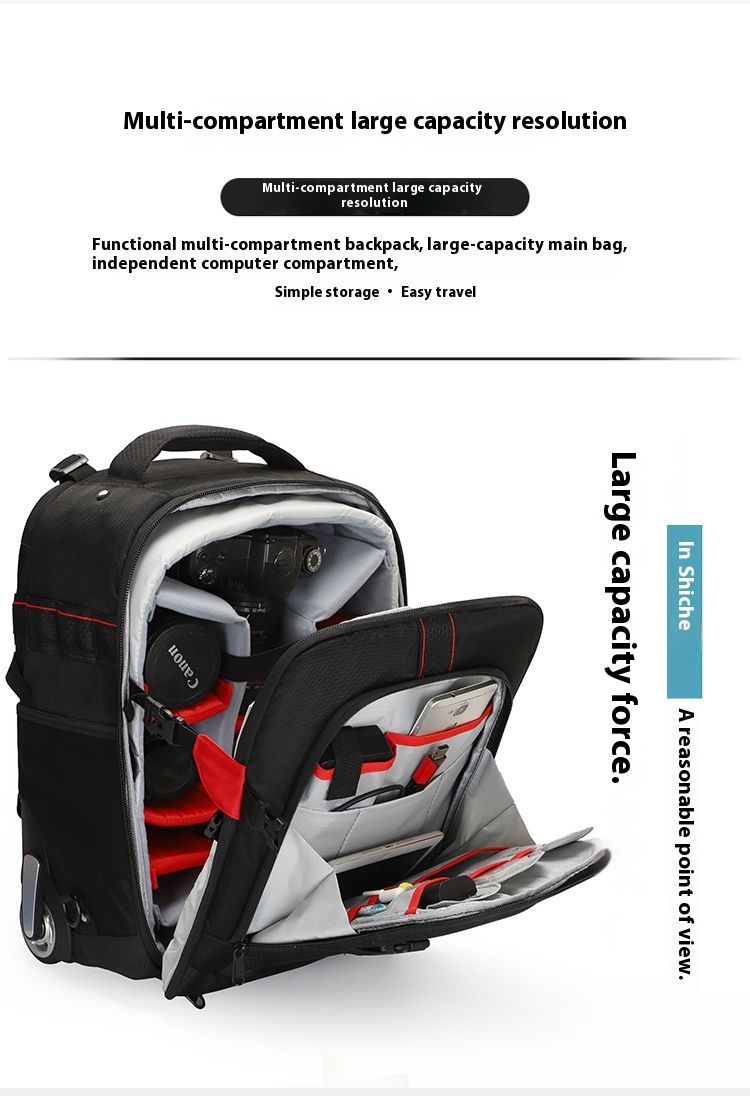 Camera Bag Waterproof Professional DSLR Suitcase Bag Video Photo Digital Camera Trolley Backpack On Wheels_voghion.com
