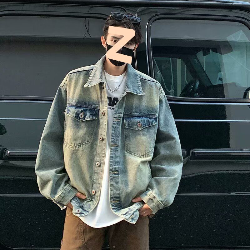 Retro-Jeansjacke im coolen Used-Look im Vintage-Stil – perfekt für Frühling und Herbst._voghion.com