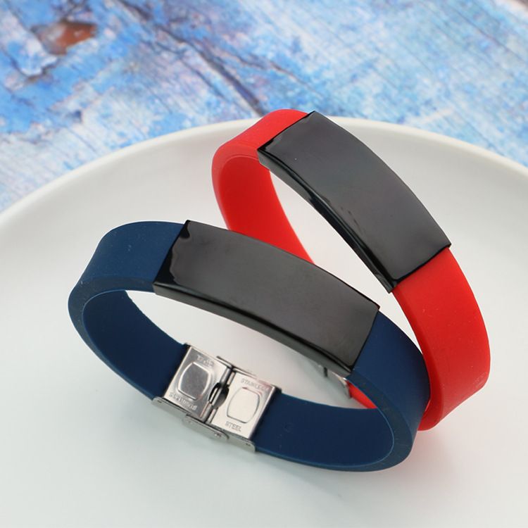 Trendy für Männer, gravierbares Armband, mehrfarbiges Sport-Silikon-DIY-Armbandzubehör_voghion.com