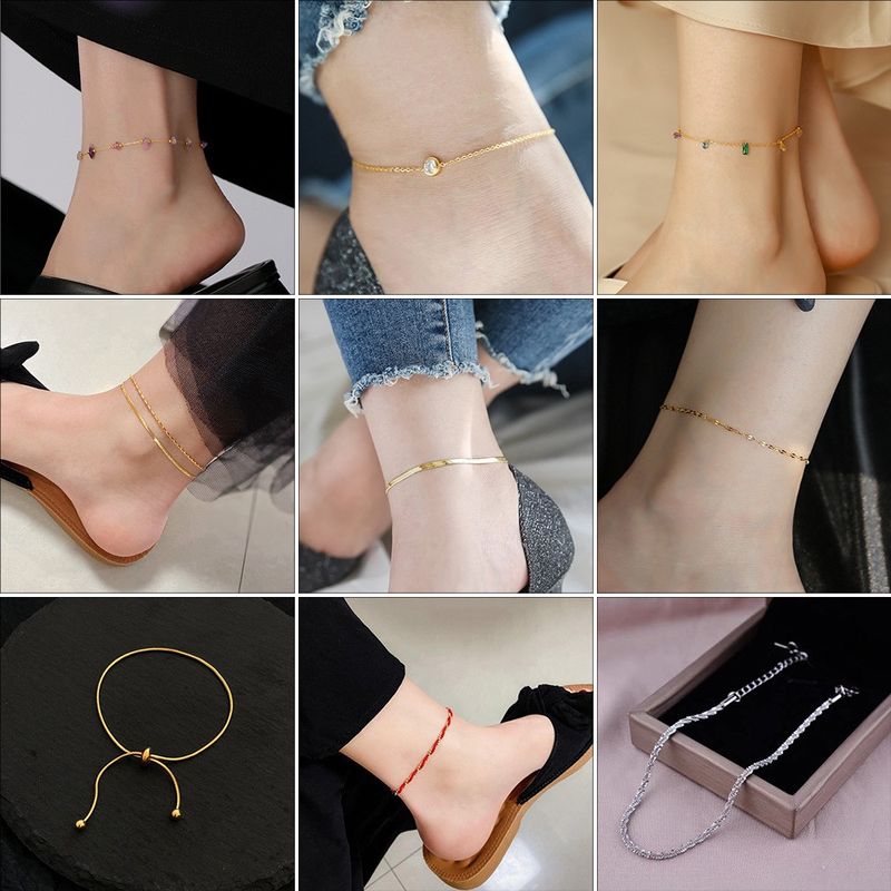 Wholesale Jewelry Elegant Streetwear Heart Shape Titanium Steel Anklet_voghion.com