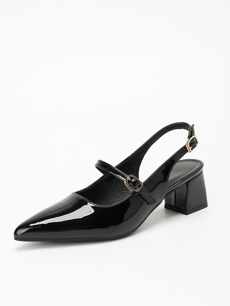 Lijn met puntige hoge hakken chunky heel pumps Mary Jane knot hoofd terug lege sandalen_voghion.com