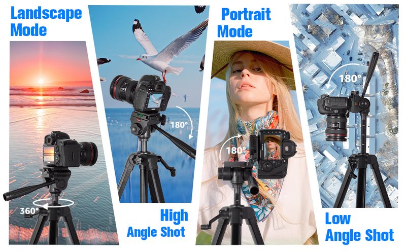 Tripod, 74" DSLR Camera With 1 QR Plate For Sony/Nikon/Canon, Lightweight Video Tripod Stand_voghion.com