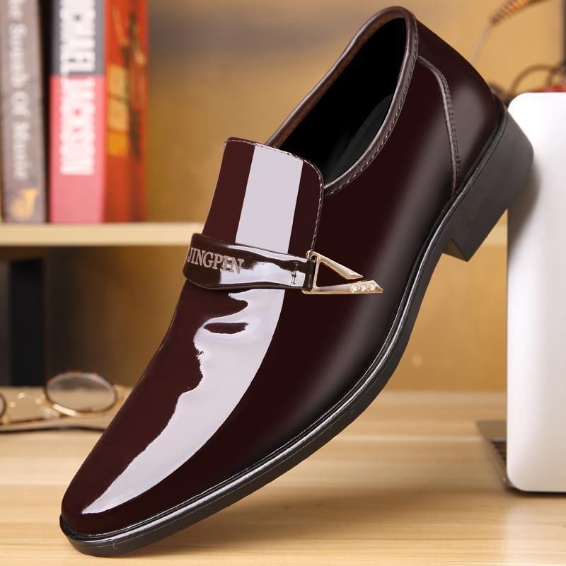 Men's British Business Formal Leather For Young Men Shiny Slip-On Lazy Work Casual Shoes_voghion.com
