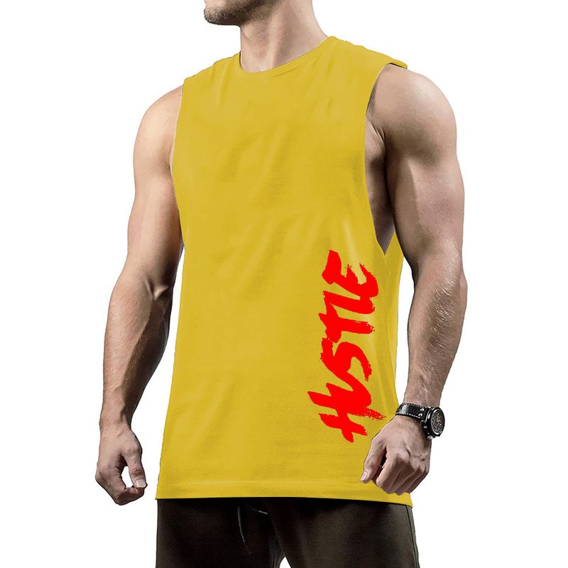Gilet en coton imprimé HUSTt, confortable et tendance, idéal pour l'entraînement sportif et décontracté, style Muscle Brothers, 2019_voghion.com
