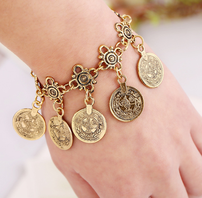 Zomer Stijl Vintage Boheemse Metalen Kwastje Enkelbandje Luxe Charm Coin Enkelband Voor Vrouwen Sieraden_voghion.com