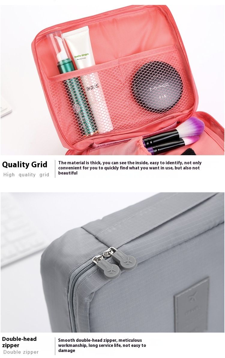 Trousse de toilette de voyage de grande capacité version coréenne de deuxième génération, trousse de maquillage, sac de rangement portable, sac carré multifonctionnel_voghion.com