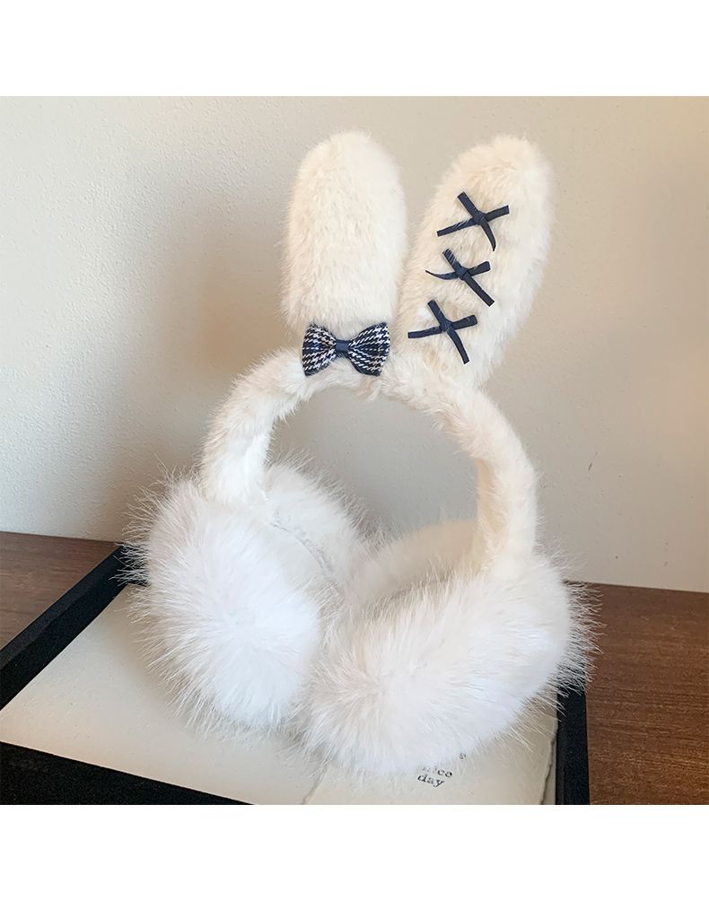 2025 Nuove cuffie antirumore a forma di coniglio per ciclismo invernale da donna, antifreddo e calde, antigelo, in peluche, riscaldanti per le orecchie_voghion.com