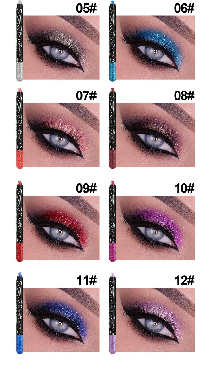 Set di ombretti - Ombretti in stick scintillanti con glitter, applicatori sottili e in schiuma, kit completo per il trucco degli occhi_voghion.com