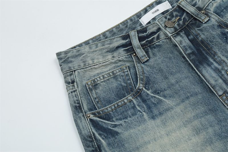 Herrjeans utsvängda Herrmärke Mode Lös vid fot Micro Cropped Byxor Färg Tvätt Lång_voghion.com