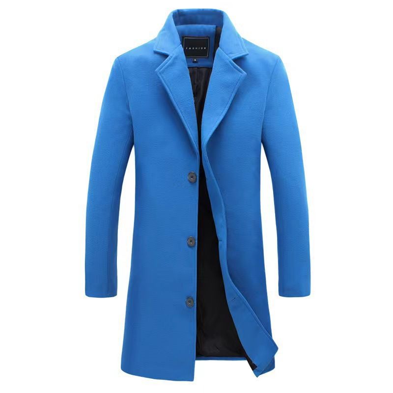 2025 New Korean Style Slim Fit Mid-Length Wool Coat Men's Woolen Material Jacket_voghion.com
