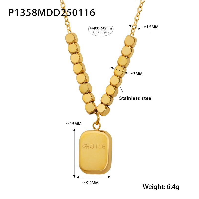 Women's Jewelry Set Water Drop Diamond Earrings French Small Square Carved English Square Pendant Necklace Daily Accessories_voghion.com