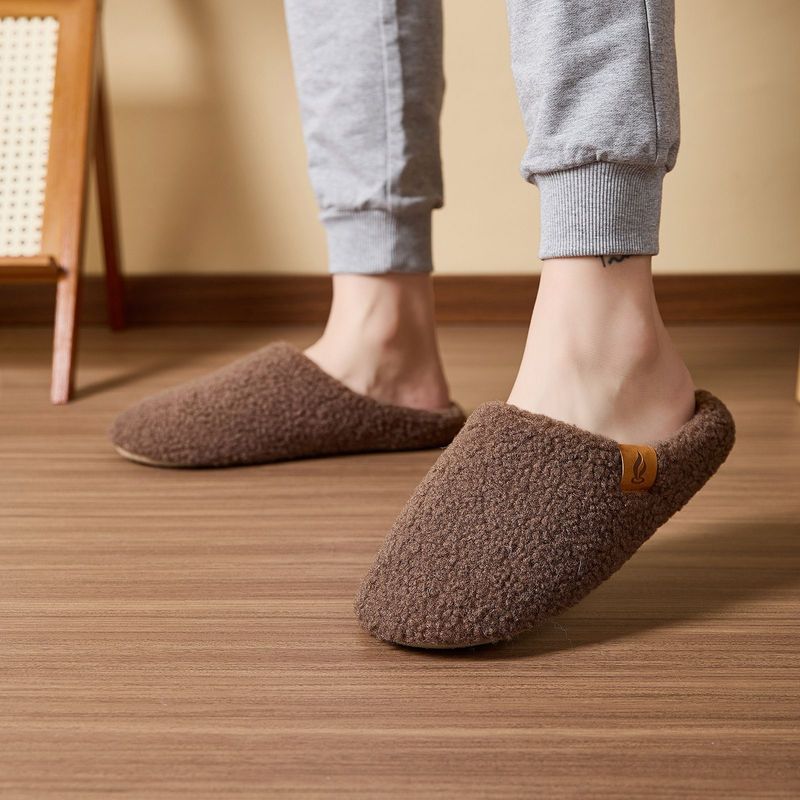 Indoor Soft-soled Fluffy Slippers Winter Home Use Piled Warm Couple Cotton Slippers Non-slip Cotton Shoes_voghion.com