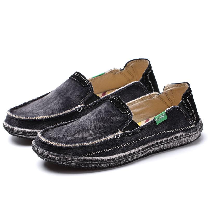 2025 New Old Beijing Cloth Casual Loafers, Rubber Soled Outdoor Canvas Shoes, Fashionable Black Bean Shoes For Men_voghion.com