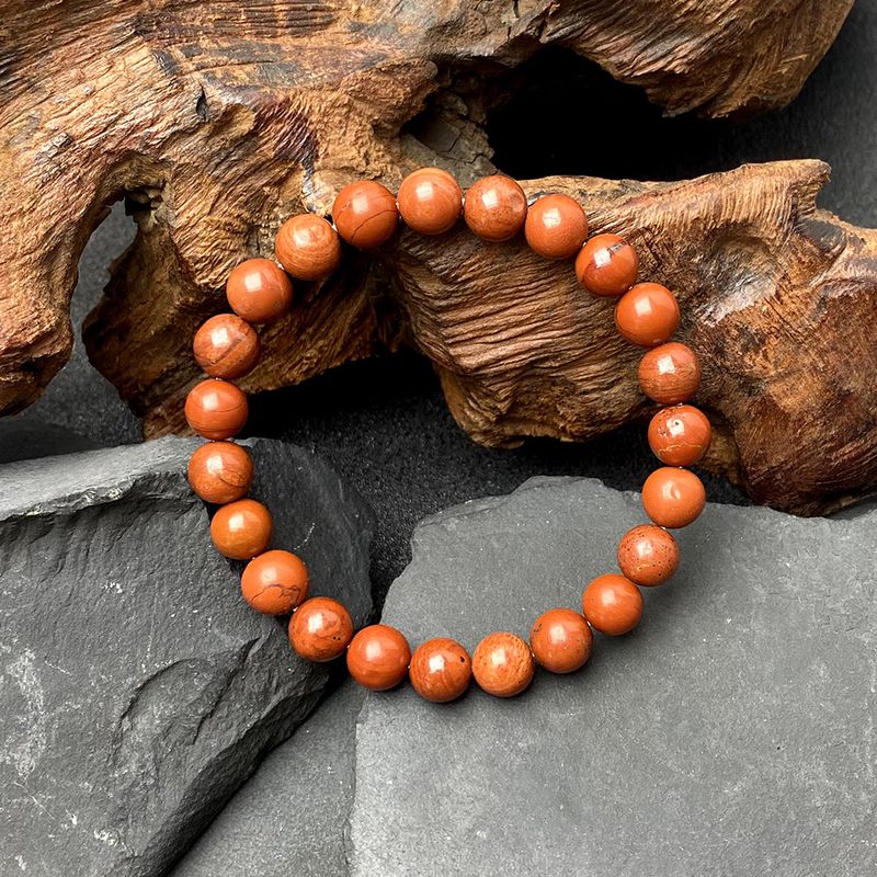 TK Natural Red Jasper Bracelet – 8mm A-Grade Plain Ring Beaded Jewelry, Wholesale Healing Stone Unisex_voghion.com