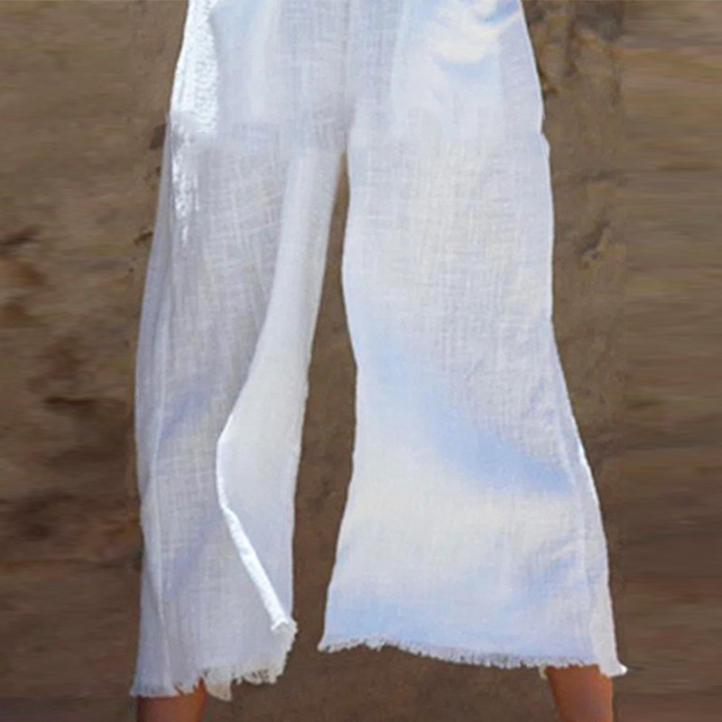Damen-Overall aus einfarbigem Bambus-Leinen mit sexy Hosenträgern_voghion.com