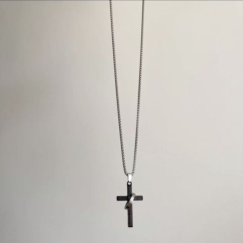 Collana rotonda con ciondolo hip hop "Cross Soul Redemption" per uomo e donna_voghion.com
