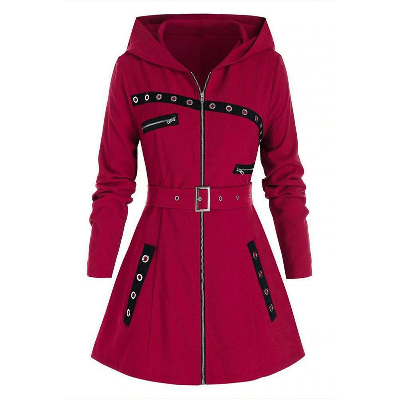 Giacca con cappuccio a maniche lunghe da donna, stile autunno e inverno 2021_voghion.com