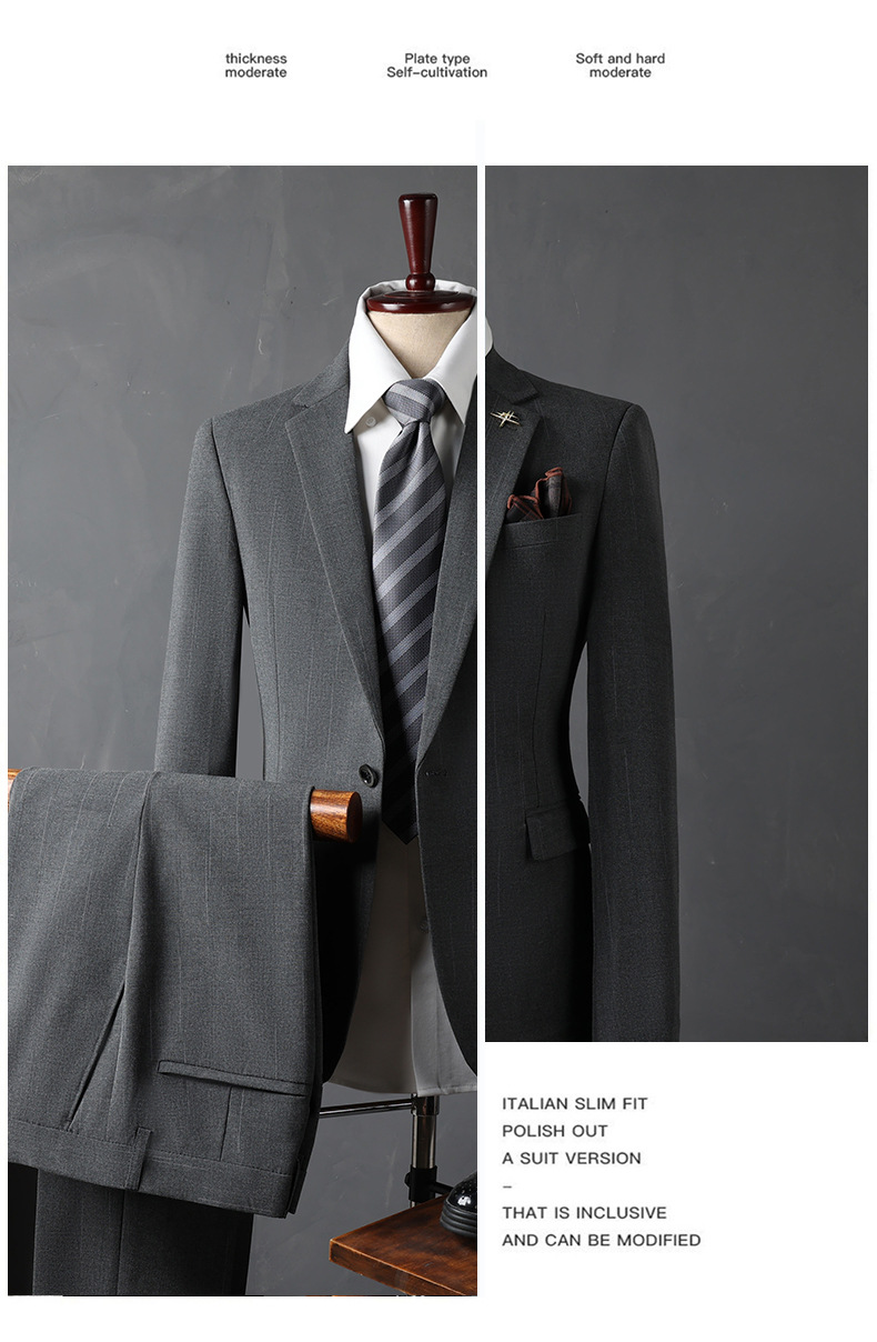 Men's Slim Fit Suit Set 3-Piece Formal Business Blazer Vest Pants Wedding Groom Party Outfit_voghion.com