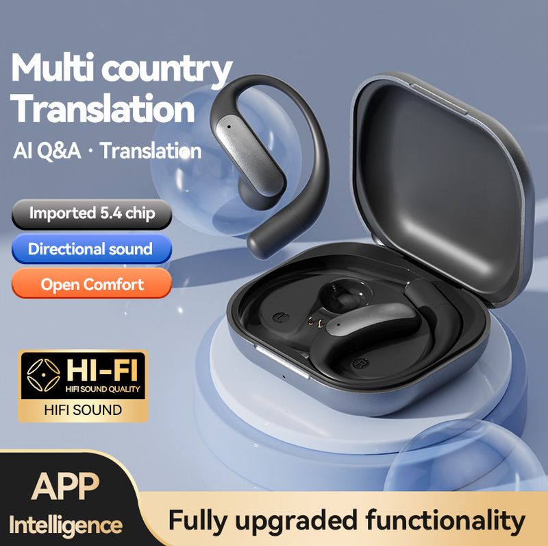 2025M122 New AI Translation Private Model Noise Reduction Ultra-Long Battery Life Ear-Hook Wireless Bluetooth Earphones_voghion.com