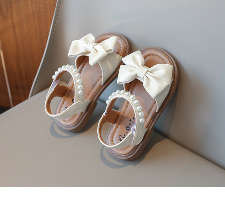 Sandali da bambina alla moda Mother&Kids, sandali con punta aperta e fiocco da principessa, scarpe singole per neonati, per bambini piccoli_voghion.com