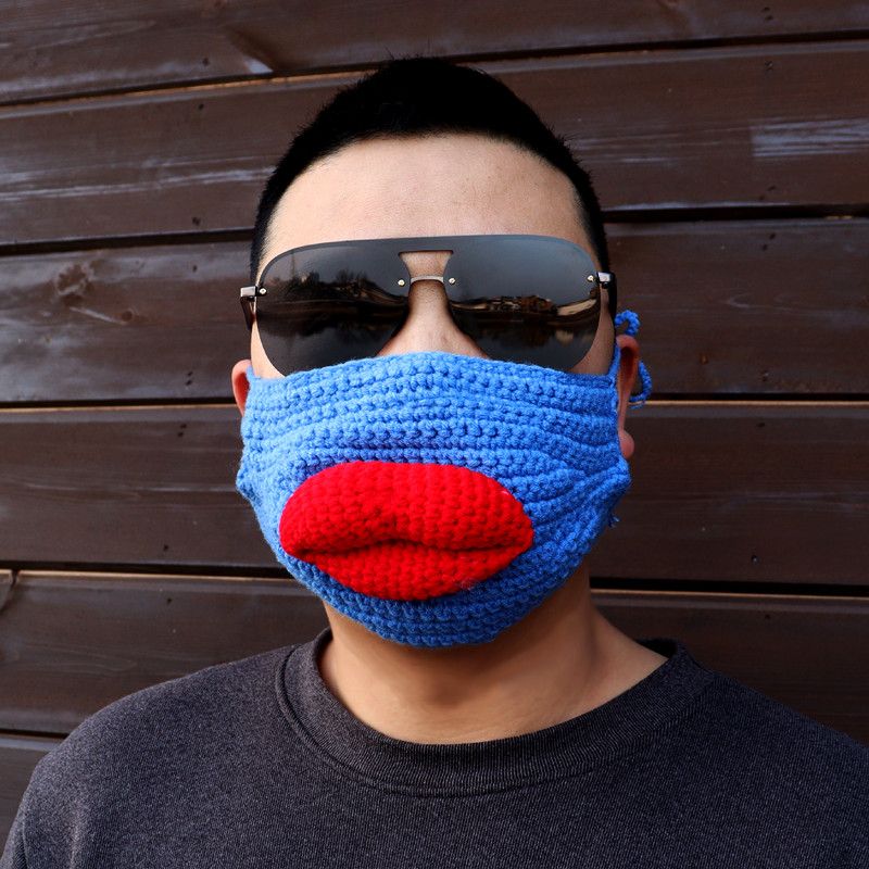 Slēpošanas netīrās pītās ķiveres komplekts, interneta slavenības tāda paša stila smieklīga cepure, adīta parūkas galvas saite, hiphopa personības maska_voghion.com