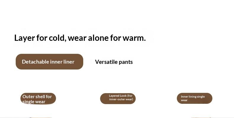 001 Outdoor Hiking Women, Three-in-One Fleece Liner, Detachable Windproof Waterproof Trekking Pants, Warm Pants For Men_voghion.com