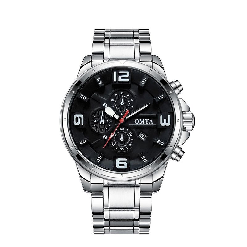 Reloj de pulsera para hombre, resistente al agua, de moda, con correa de acero inoxidable, calendario, de cuarzo, caja de regalo_voghion.com