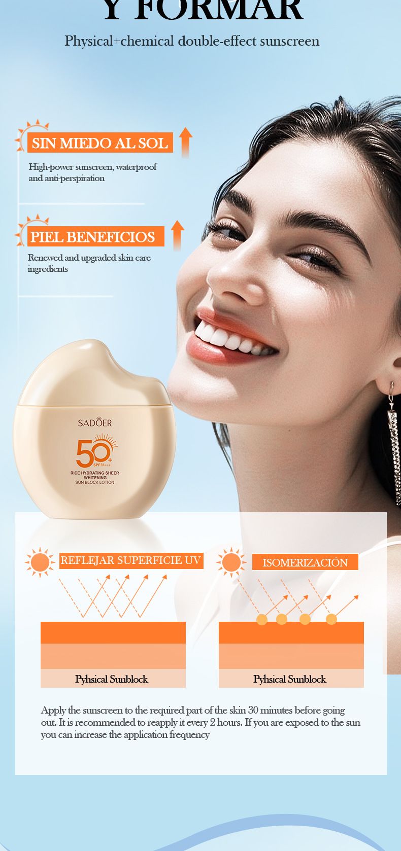 Αντηλιακό σπρέι SADOER Rice Moisture and UV Protection_voghion.com