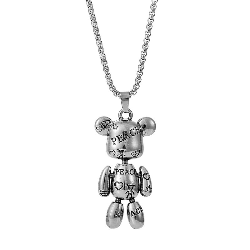 Actionable Violent Bear Necklace Hip Hop Men's Punk Couple Sweater Chain Women's Crowd Hoodie Pendant Trendy_voghion.com