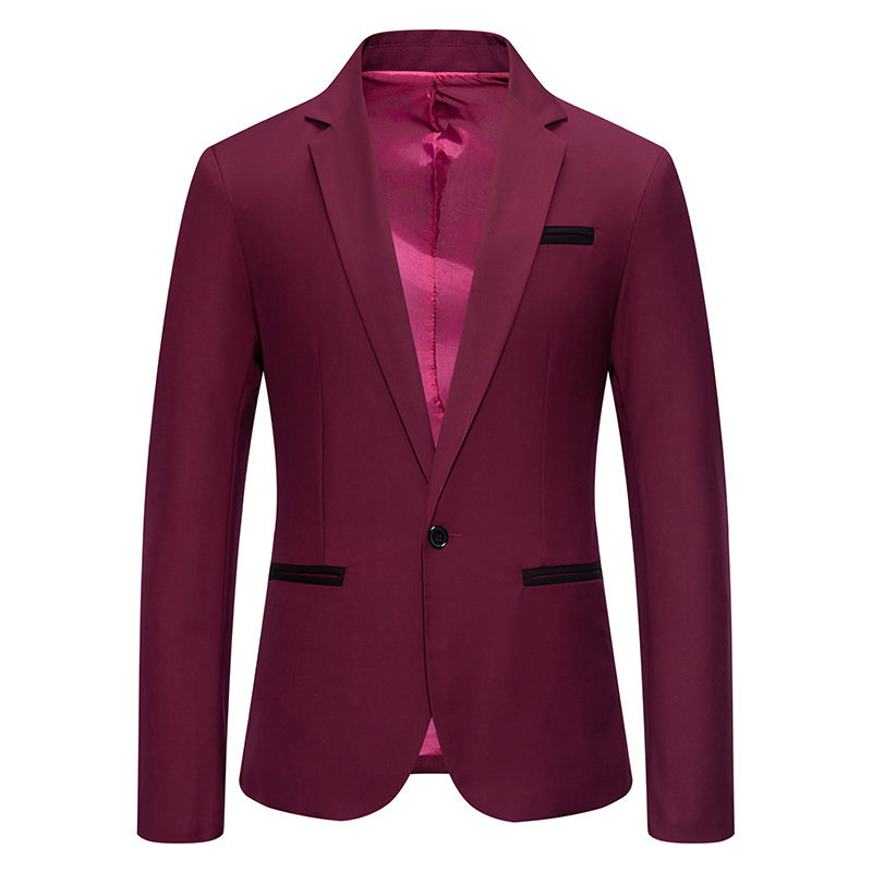 Traje informal ajustado con bolsillos y bloques de color para hombre, abrigo de traje, trajes de presentador de boda, ropa de gran tamaño para hombre, primavera 2024_voghion.com