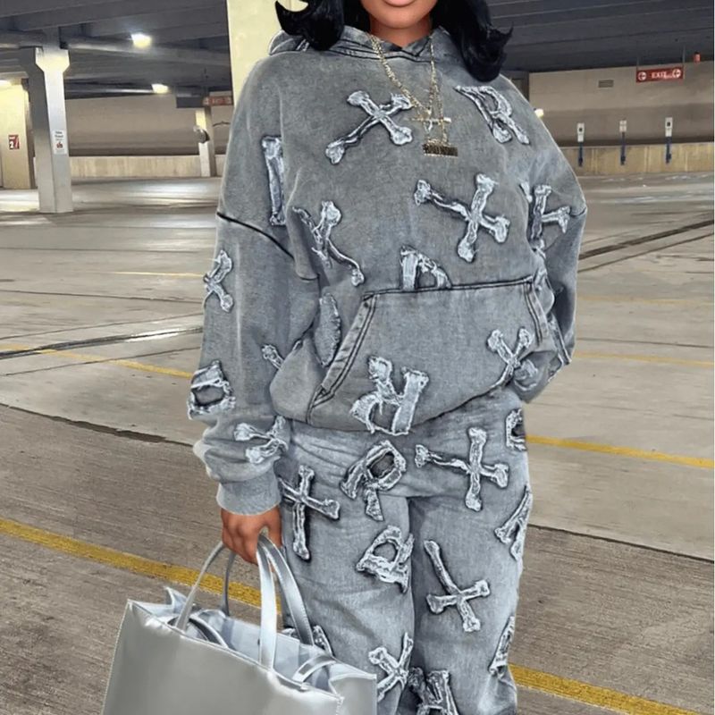 2025 New Printed Long Sleeve Zipper Sweatshirt And Pants Set For Women_voghion.com