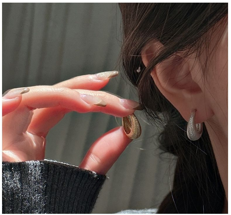 Fibbia per orecchini retrò in argento sterling S925, con texture spazzolata italiana, alla moda, di base, personalizzata, gioielli in argento_voghion.com