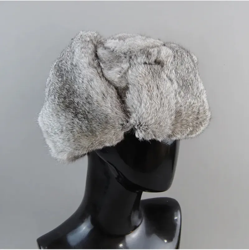 BeanieSkull Boné Masculino Bomber Natural com Protetores de Orelha Inverno Unissex Quente Chapéu Ushanka Russo Chapéus de Pele de Coelho Verdadeira 231017_voghion.com