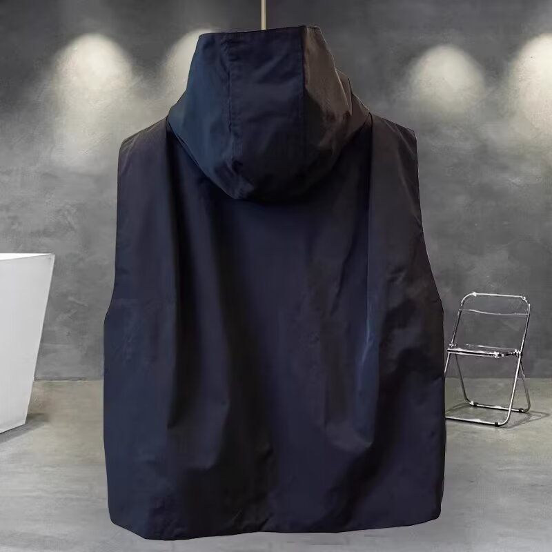 Couple style color hooded men's autumn Korean version workwear pocket outerwear vest trendy brand loose_voghion.com