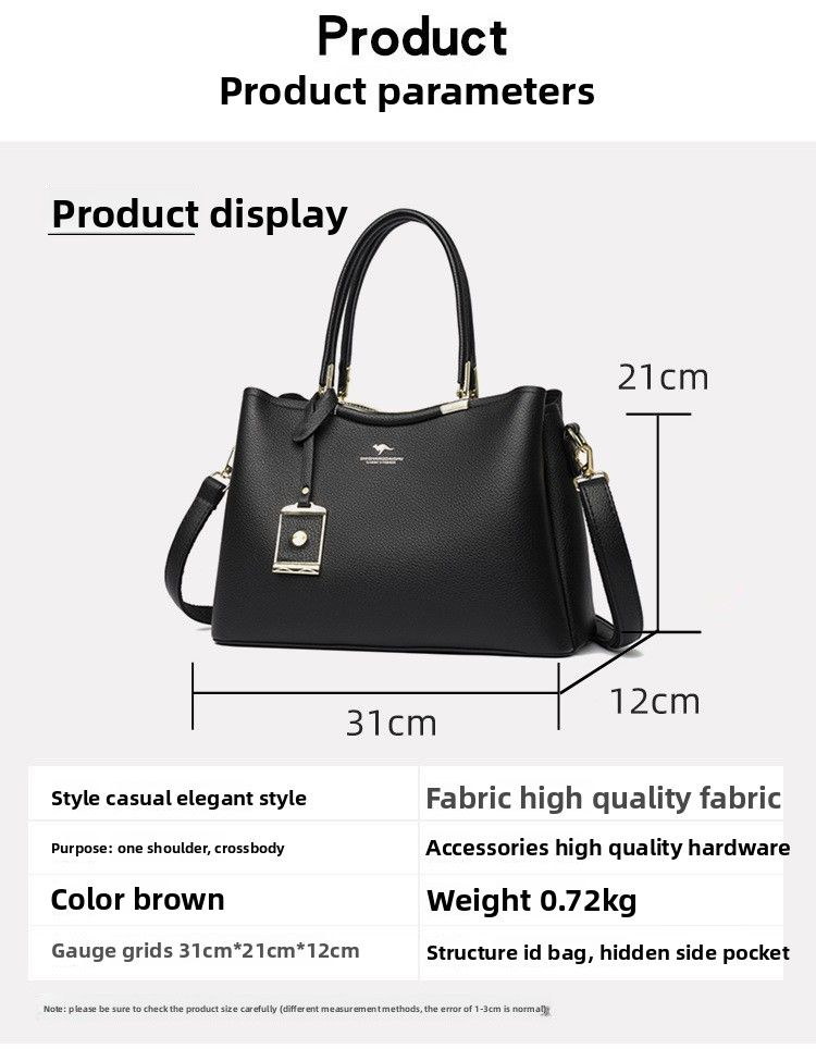 Borsa a mano da donna, elegante, a tracolla, per pendolari, per mamme di mezza età_voghion.com