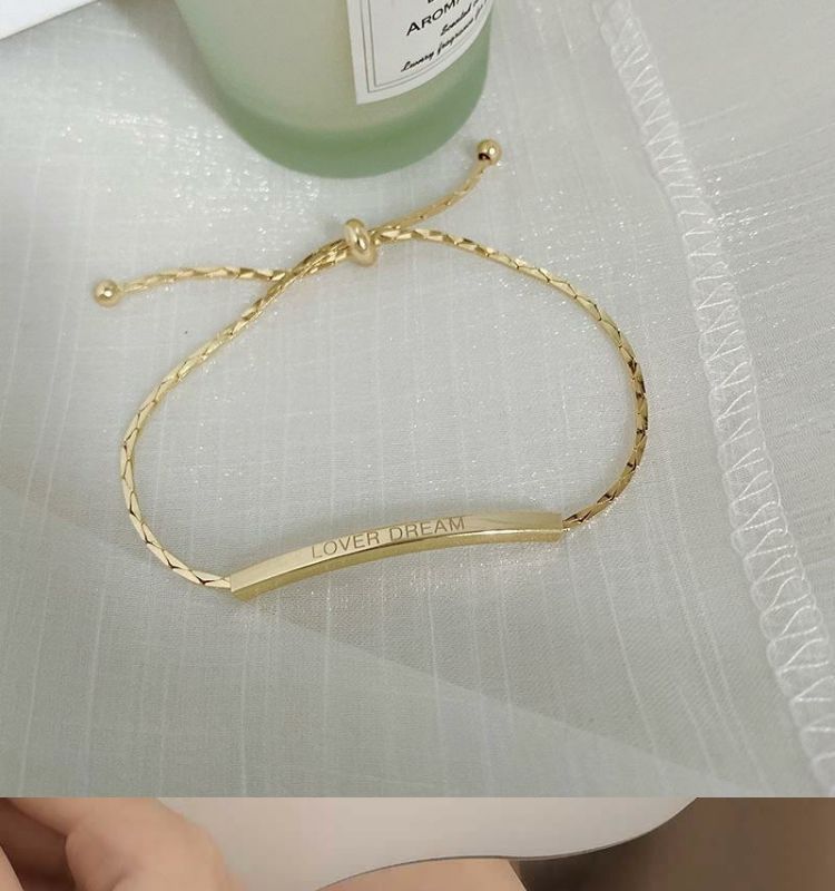 Bracciale in acciaio al titanio con lettere dorate, fatto a mano, alla moda, versatile, semplice, personalità, nicchia_voghion.com