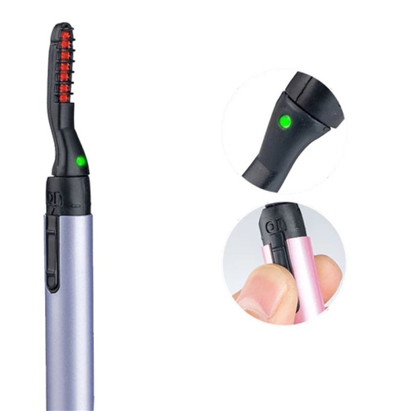 Tragbarer elektrischer Wimpernzange im Stiftstil, 360° rotierende, beheizte Wimpernzange, Mascara-Creme für das Augen-Make-up_voghion.com