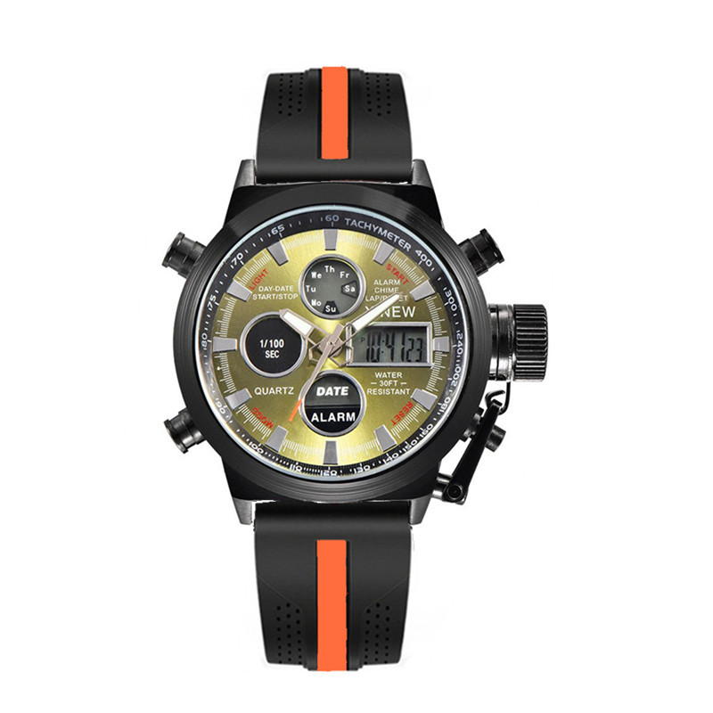 Reloj deportivo multifunción con doble horario y correa de goma para hombre de XINEW_voghion.com