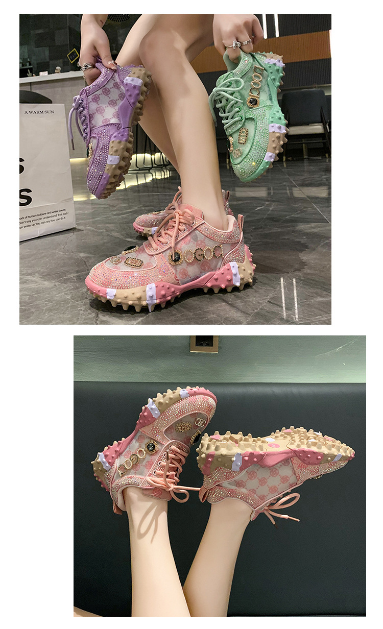 Biskuitboden dicker Boden Strass Papa Schuhe Damen 2023 Sommer neue Mesh Mode Schuhe_voghion.com
