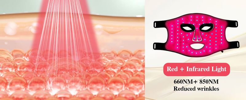 Red Light Therapy For Face, Infrared LED Face Mask Light Therapy 4 Light Waves With 850nm Near Infrared, Portable Rechargeable_voghion.com