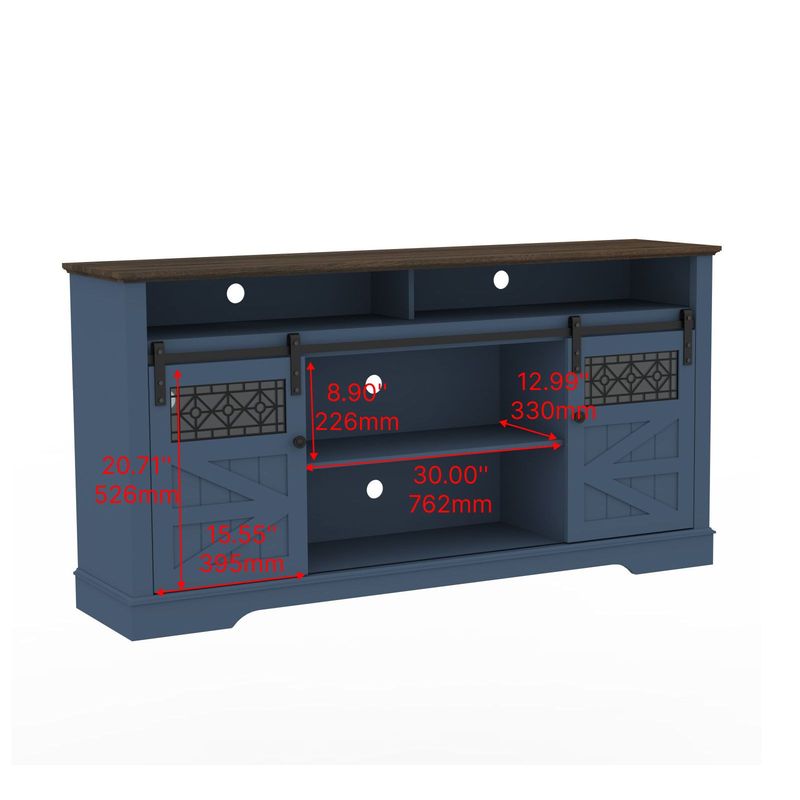 Farmhouse TV Stand With Sliding Barn Door & Drawer, 75" Rustic Entertainment Center For TVs Up To 75", Buffet Storage Cabinet For Living Room, Dining Room_voghion.com